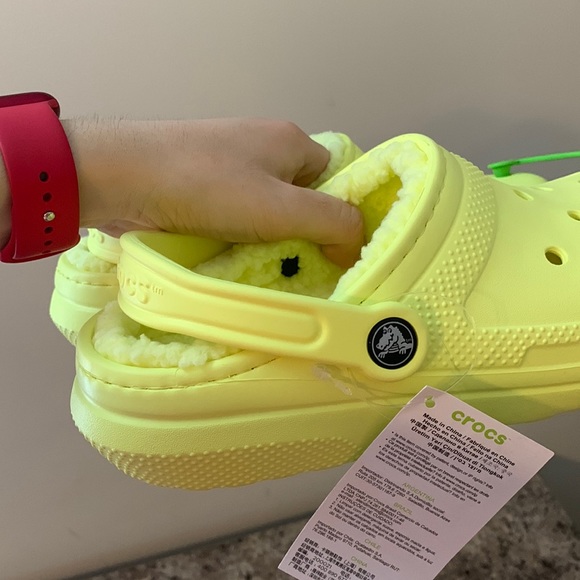 Neon Yellow Fur-Lined Crocs - Picture 8 of 11